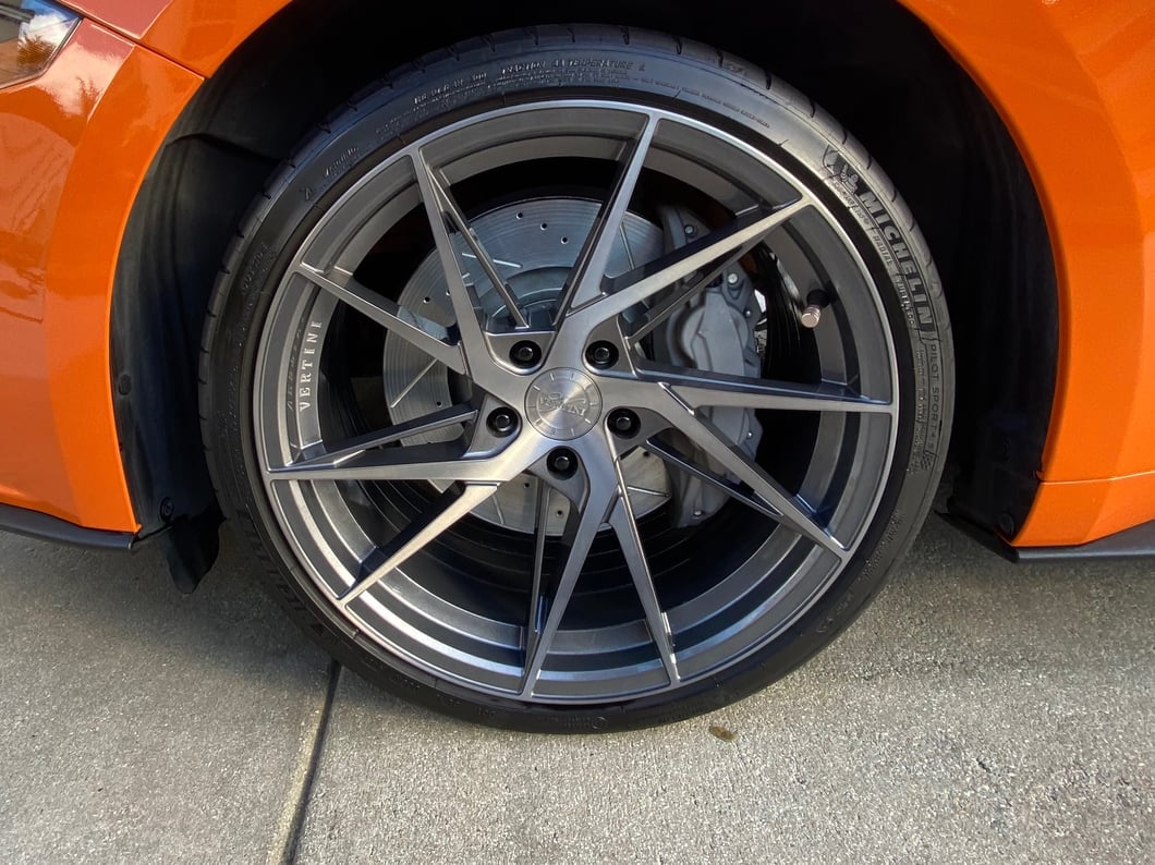 C&L Super Sport Cross-Drilled and Slotted Brake Rotor and Pad Kit; Rear (15-23 Mustang GT w/o Performance Pack, EcoBoost w/ Performance Pack)