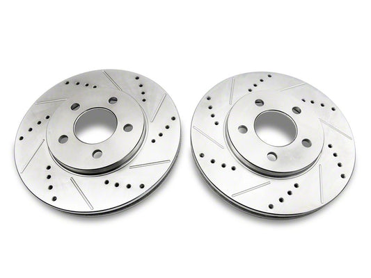 C&L Super Sport Cross-Drilled and Slotted Rotors; Front Pair (05-10 Mustang V6)