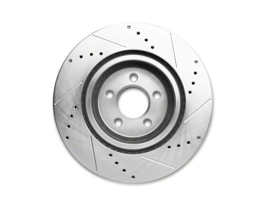 C&L Super Sport Cross-Drilled and Slotted Rotor; Front Driver Side (12-14 Charger Pursuit; 06-23 Charger AWD SE, AWD SXT, Daytona, Daytona R/T, GT & R/T w/ Dual Piston Front Calipers; 11-13 5.7L HEMI Charger SE)