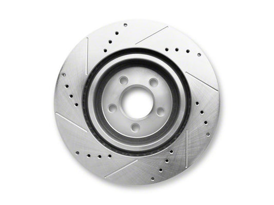 C&L Super Sport Cross-Drilled and Slotted Rotor; Front Passenger Side (12-14 Charger Pursuit; 06-23 Charger AWD SE, AWD SXT, Daytona, Daytona R/T, GT & R/T w/ Dual Piston Front Calipers; 11-13 5.7L HEMI Charger SE)