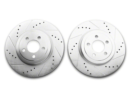 C&L Super Sport Cross-Drilled and Slotted Rotors; Front Pair (12-14 Charger Pursuit; 06-23 Charger AWD SE, AWD SXT, Daytona, Daytona R/T, GT & R/T w/ Dual Piston Front Calipers; 11-13 5.7L HEMI Charger SE)