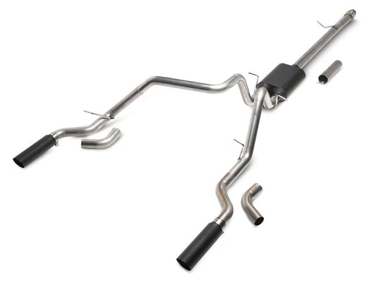 C&L Dual Exhaust System with Black Tips; Side/Rear Exit (19-26 5.3L Sierra 1500 w/o Factory Dual Exhaust)