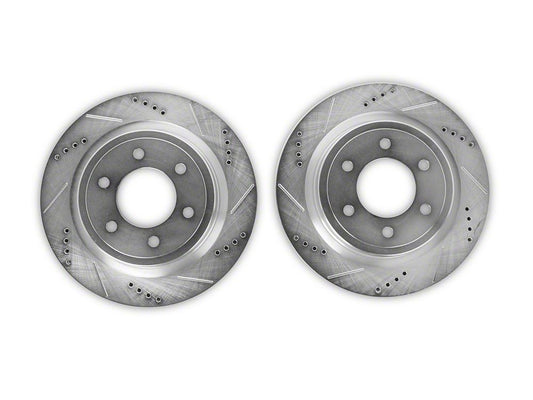 C&L Super Sport HD Cross-Drilled and Slotted 6-Lug Rotors; Rear Pair (21-25 F-150 w/o Factory Max Tow/Haul Package)