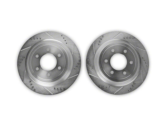 C&L Super Sport HD Cross-Drilled and Slotted 6-Lug Rotors; Rear Pair (21-25 F-150 w/ Factory Max Tow/Haul Package)