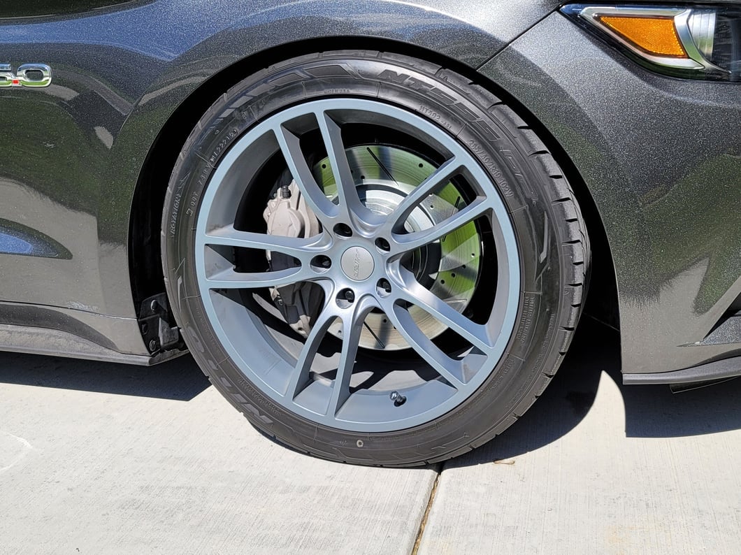 C&L Super Sport Cross-Drilled and Slotted Rotors; Front Pair (15-23 Mustang GT w/o Performance Pack, EcoBoost w/ Performance Pack)