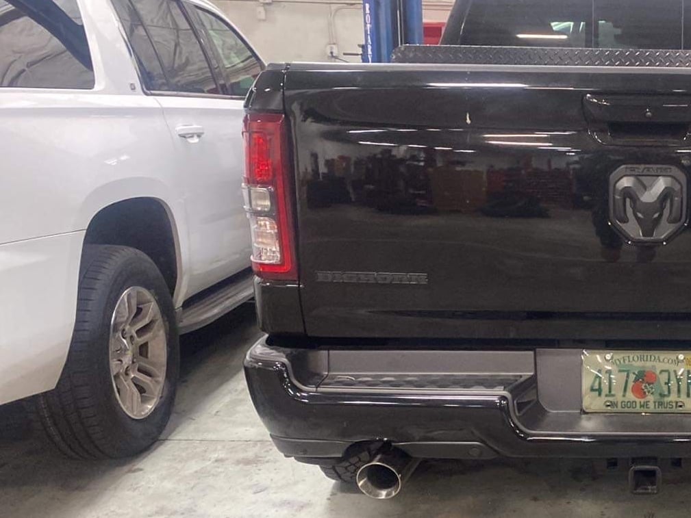 C&L Dual Exhaust System with Polished Tips; Rear Exit (19-24 5.7L RAM 1500 w/ Factory Dual Exhaust)
