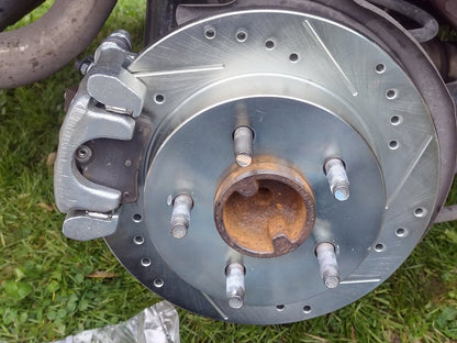 C&L Super Sport Cross-Drilled and Slotted Rotors; Rear Pair (94-04 Mustang GT, V6)