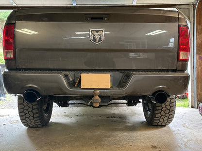 C&L Dual Exhaust System with Black Tips; Rear Exit (09-18 5.7L RAM 1500 w/ Factory Dual Exhaust)