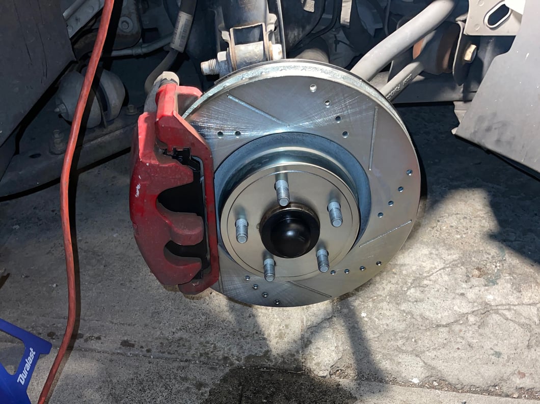 C&L Super Sport Cross-Drilled and Slotted Rotors; Front Pair (15-23 Mustang EcoBoost w/o Performance Pack, V6)