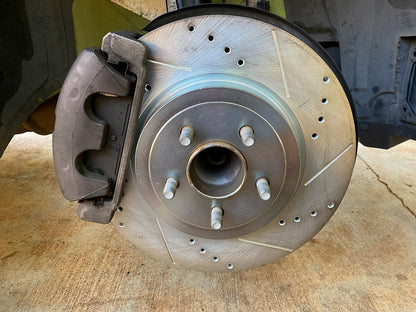 C&L Super Sport Cross-Drilled and Slotted Rotors; Front Pair (12-14 Charger Pursuit; 06-23 Charger AWD SE, AWD SXT, Daytona, Daytona R/T, GT & R/T w/ Dual Piston Front Calipers; 11-13 5.7L HEMI Charger SE)