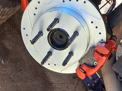 C&L Super Sport Cross-Drilled and Slotted Rotors; Front Pair (94-04 Mustang GT, V6)