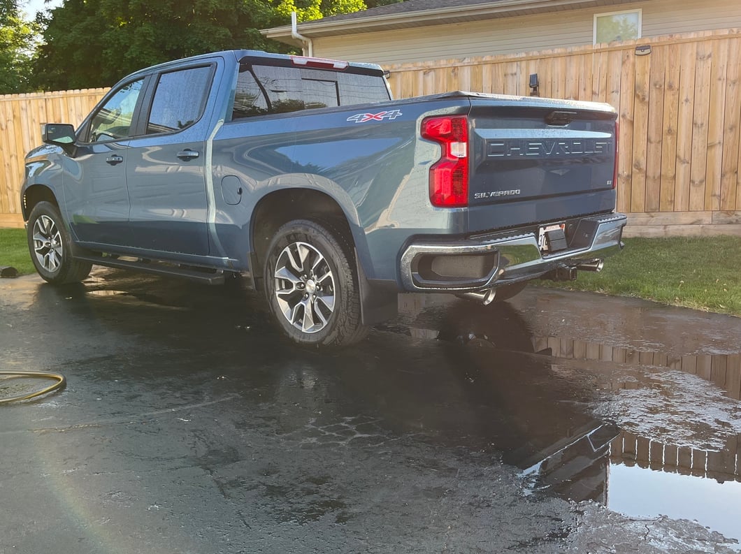 C&L Dual Exhaust System with Polished Tips; Side/Rear Exit (19-26 5.3L Silverado 1500 w/o Factory Dual Exhaust)