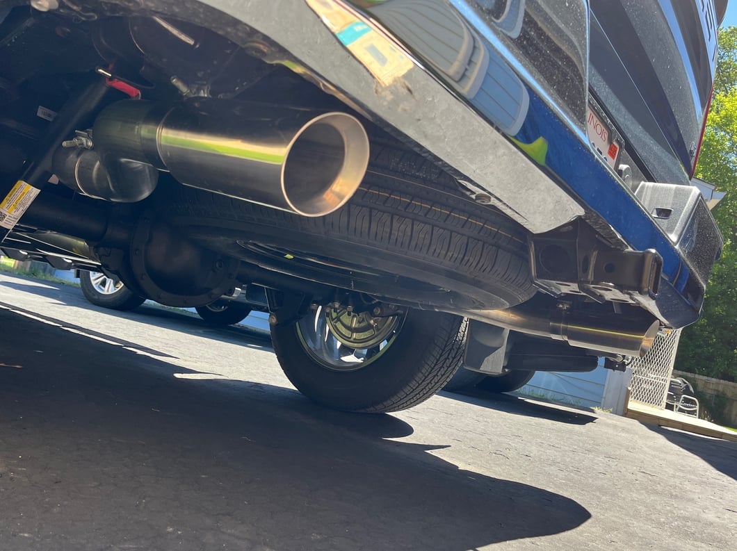 C&L Dual Exhaust System with Polished Tips; Side/Rear Exit (19-26 5.3L Silverado 1500 w/o Factory Dual Exhaust)