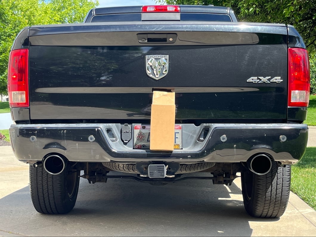 C&L Dual Exhaust System with Black Tips; Rear Exit (09-18 5.7L RAM 1500 w/ Factory Dual Exhaust)