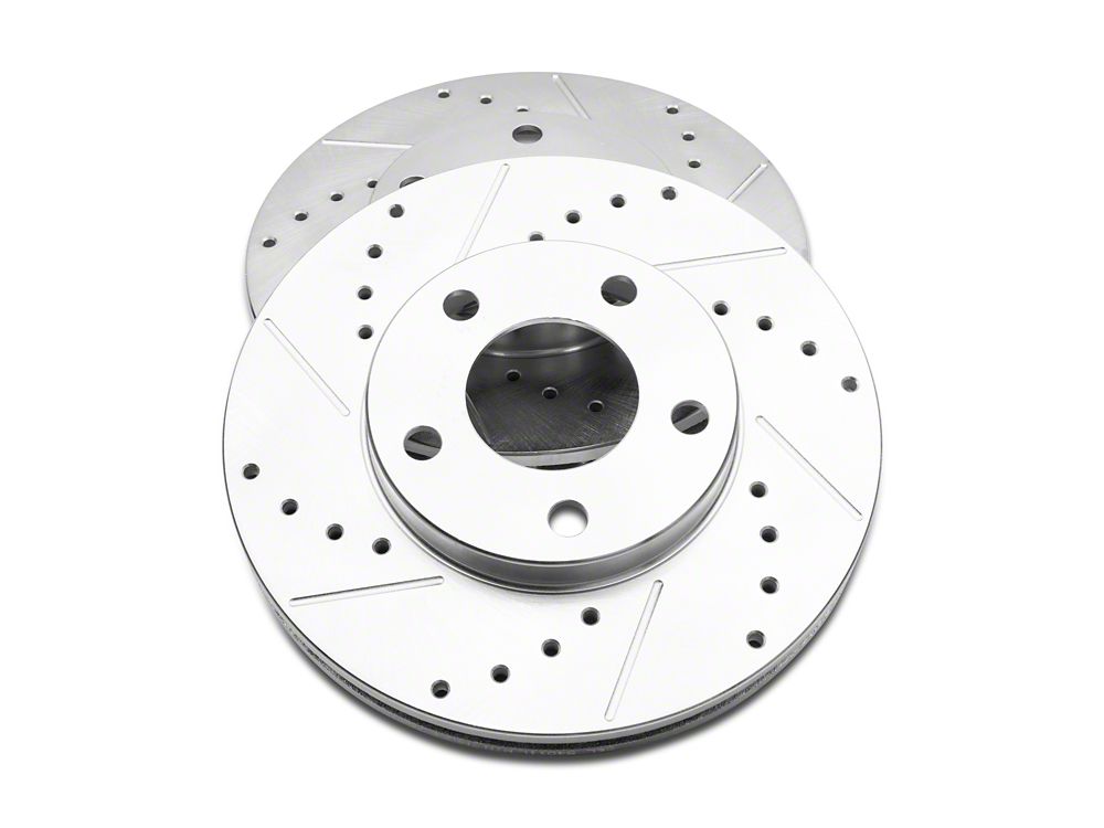 C&L Super Sport Cross-Drilled and Slotted Rotors; Front Pair (94-04 Mustang GT, V6)