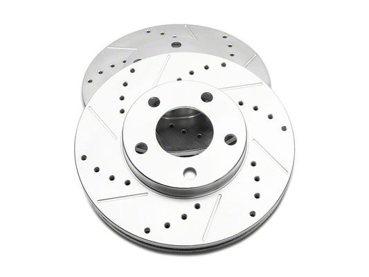 C&L Super Sport Cross-Drilled and Slotted Rotors; Front Pair (94-04 Mustang GT, V6)