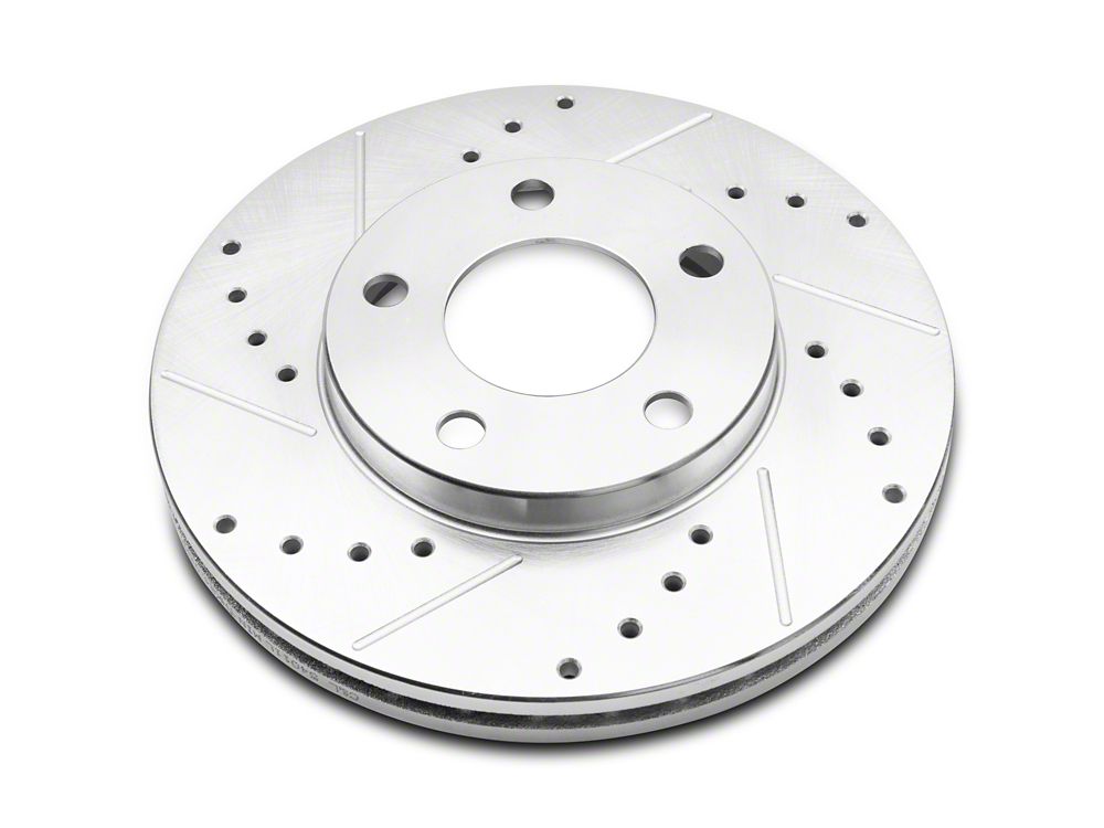 C&L Super Sport Cross-Drilled and Slotted Rotors; Front Pair (94-04 Mustang GT, V6)