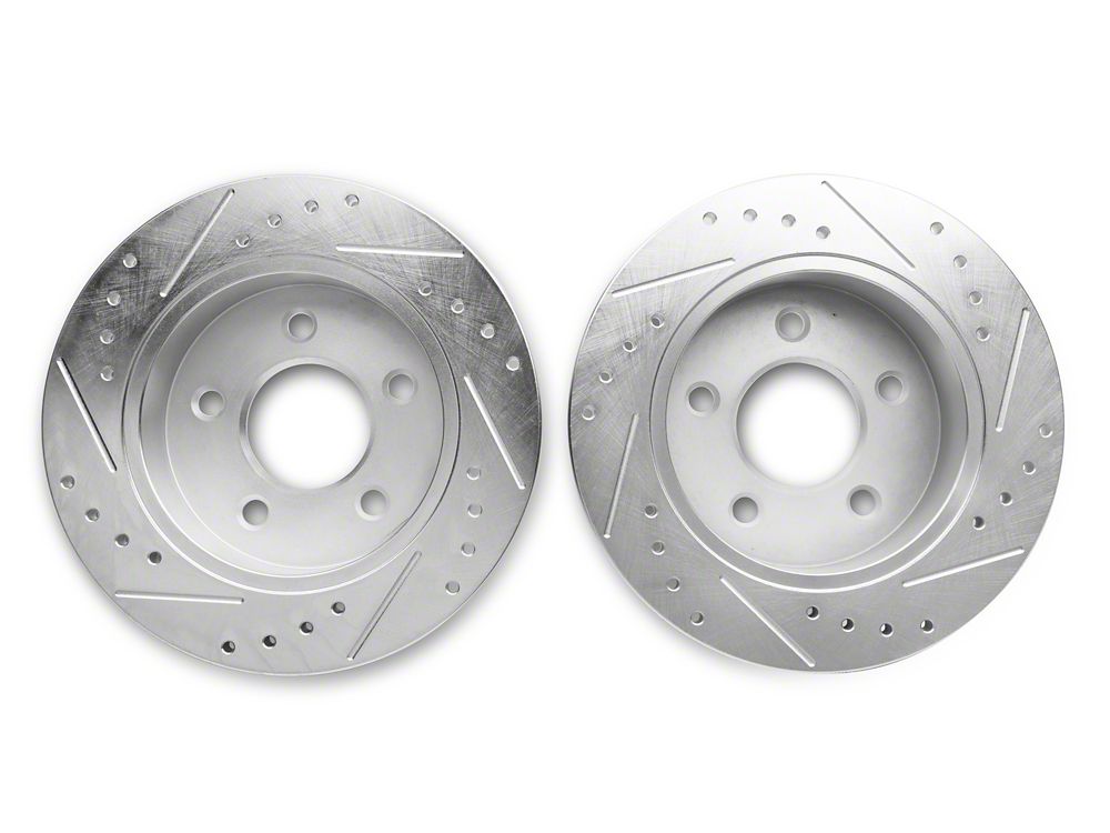 C&L Super Sport Cross-Drilled and Slotted Rotors; Rear Pair (94-04 Mustang GT, V6)