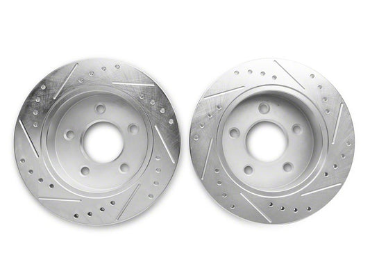 C&L Super Sport Cross-Drilled and Slotted Rotors; Rear Pair (94-04 Mustang GT, V6)