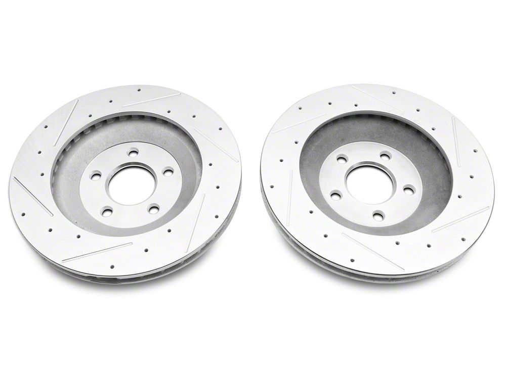 C&L Super Sport Cross-Drilled and Slotted Rotors; Front Pair (94-04 Mustang Cobra, Bullitt, Mach 1)