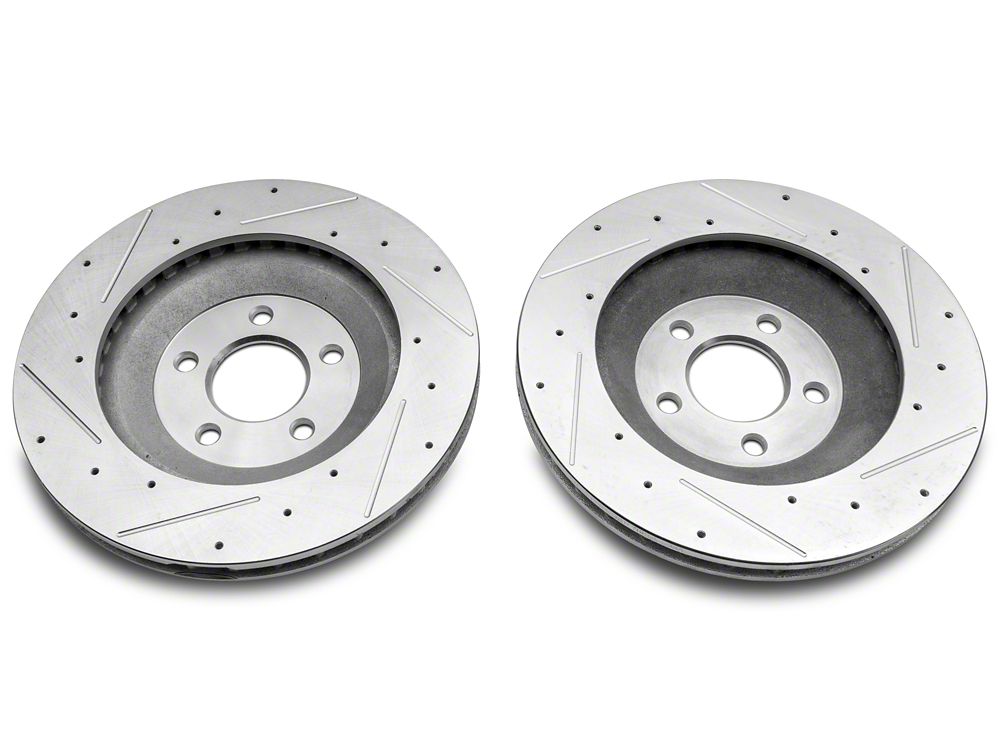 C&L Super Sport Cross-Drilled and Slotted Brake Rotor and Pad Kit; Front (94-04 Mustang Cobra, Bullitt, Mach 1)