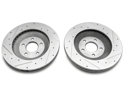 C&L Super Sport Cross-Drilled and Slotted Brake Rotor and Pad Kit; Front (94-04 Mustang Cobra, Bullitt, Mach 1)