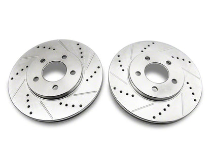 C&L Super Sport Cross-Drilled and Slotted Rotors; Front Pair (05-10 Mustang V6)