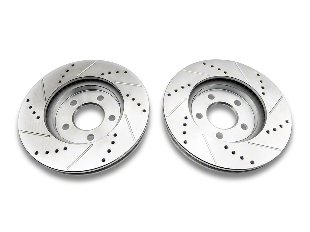 C&L Super Sport Cross-Drilled and Slotted Rotors; Front Pair (05-10 Mustang V6)
