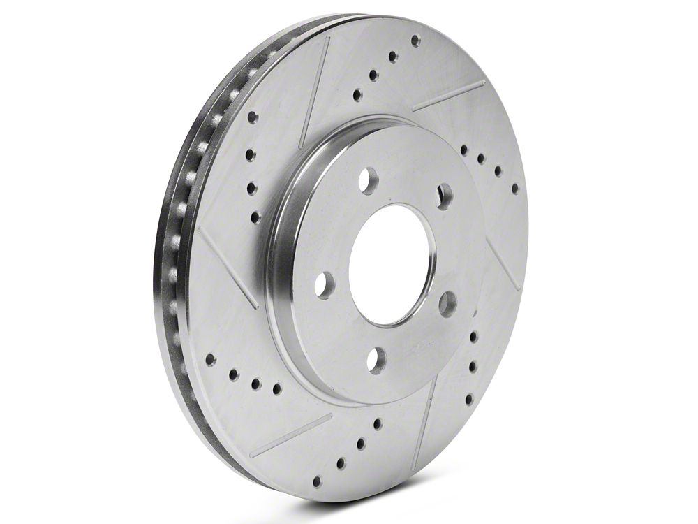 C&L Super Sport Cross-Drilled and Slotted Brake Rotor and Pad Kit; Front (05-10 Mustang V6)