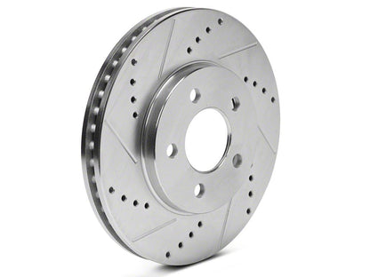 C&L Super Sport Cross-Drilled and Slotted Brake Rotor and Pad Kit; Front (05-10 Mustang V6)