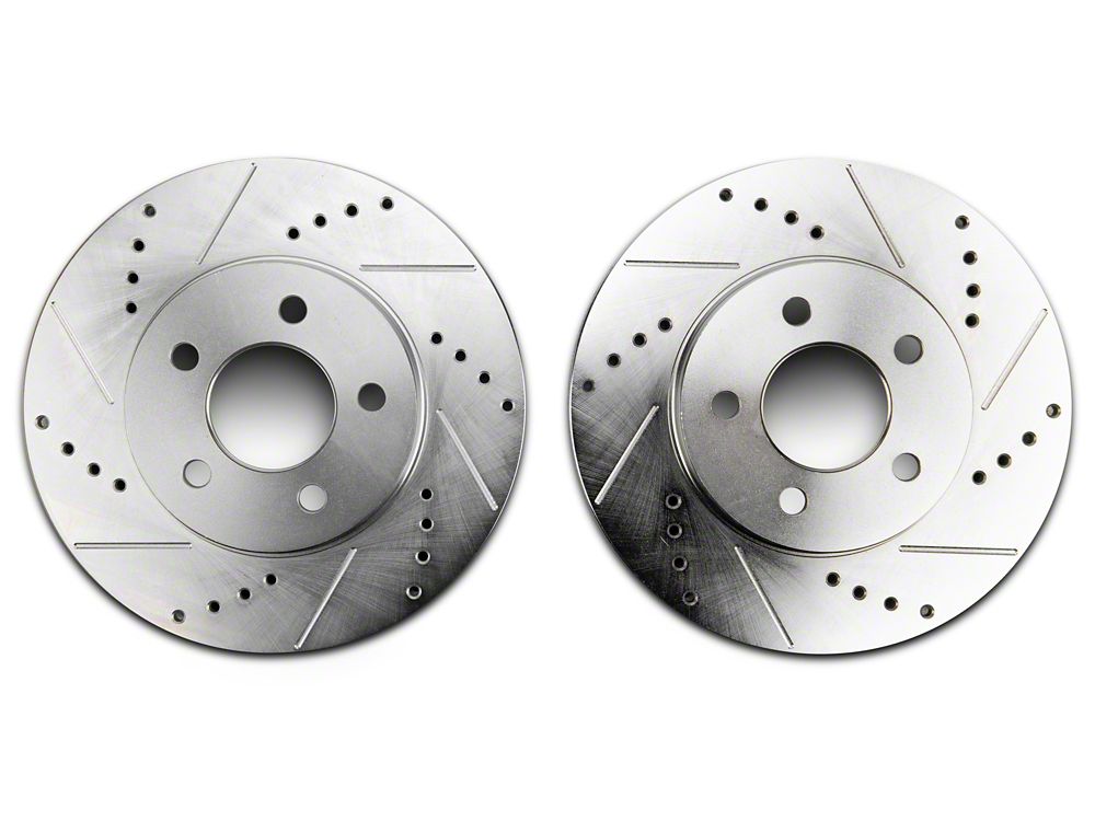 C&L Super Sport Cross-Drilled and Slotted Brake Rotor and Pad Kit; Front (05-10 Mustang V6)