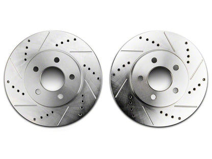 C&L Super Sport Cross-Drilled and Slotted Brake Rotor and Pad Kit; Front (05-10 Mustang V6)
