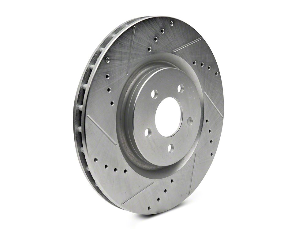 C&L Super Sport Cross-Drilled and Slotted Rotors; Front Pair (11-14 Mustang GT w/ Performance Pack; 12-13 Mustang BOSS 302; 07-12 Mustang GT500)