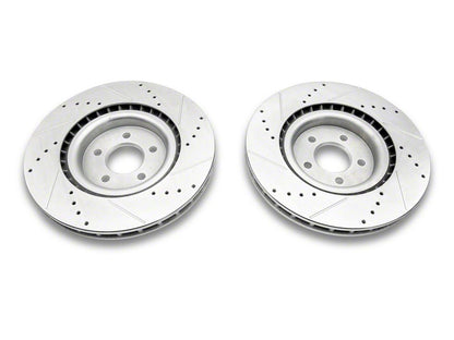 C&L Super Sport Cross-Drilled and Slotted Rotors; Front Pair (11-14 Mustang GT w/ Performance Pack; 12-13 Mustang BOSS 302; 07-12 Mustang GT500)