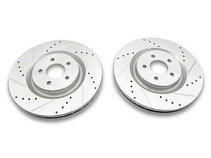 C&L Super Sport Cross-Drilled and Slotted Rotors; Front Pair (11-14 Mustang GT w/ Performance Pack; 12-13 Mustang BOSS 302; 07-12 Mustang GT500)