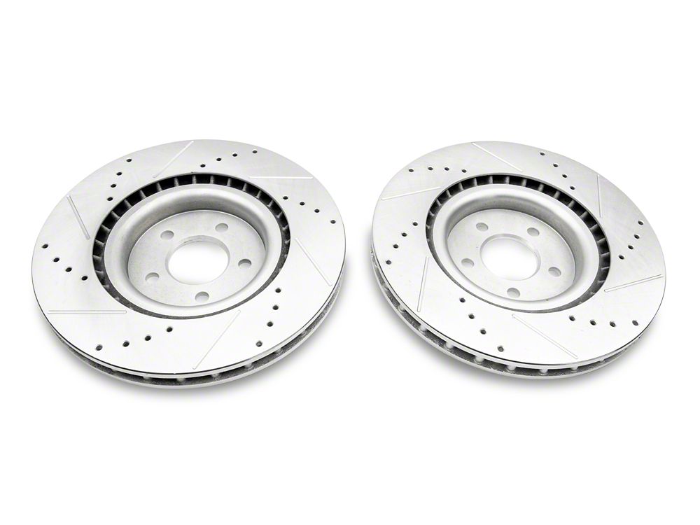 C&L Super Sport Cross-Drilled and Slotted Brake Rotor and Pad Kit; Front (11-14 Mustang GT w/ Performance Pack; 12-13 Mustang BOSS 302; 07-12 Mustang GT500)