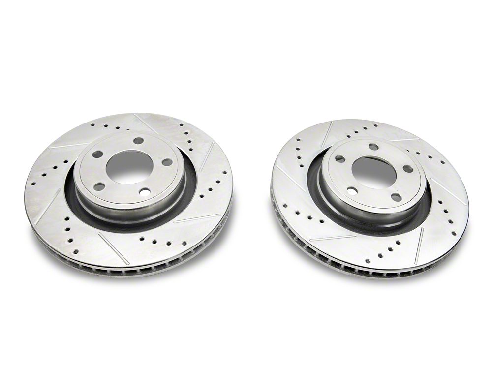 C&L Super Sport Cross-Drilled and Slotted Rotors; Front Pair (15-23 Mustang EcoBoost w/o Performance Pack, V6)