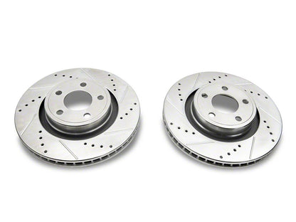 C&L Super Sport Cross-Drilled and Slotted Rotors; Front Pair (15-23 Mustang EcoBoost w/o Performance Pack, V6)