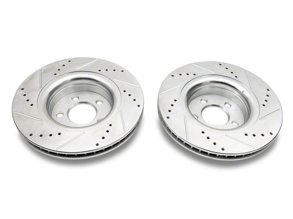 C&L Super Sport Cross-Drilled and Slotted Rotors; Front Pair (15-23 Mustang EcoBoost w/o Performance Pack, V6)