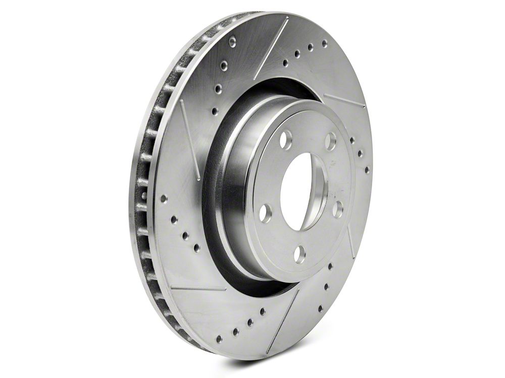 C&L Super Sport Cross-Drilled and Slotted Brake Rotor and Pad Kit; Front (15-23 Mustang EcoBoost w/o Performance Pack, V6)