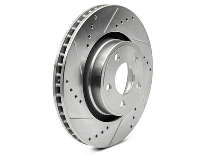 C&L Super Sport Cross-Drilled and Slotted Brake Rotor and Pad Kit; Front (15-23 Mustang EcoBoost w/o Performance Pack, V6)