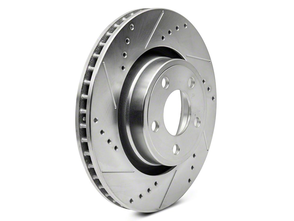 C&L Super Sport Cross-Drilled and Slotted Brake Rotor and Pad Kit; Front (15-23 Mustang EcoBoost w/o Performance Pack, V6)