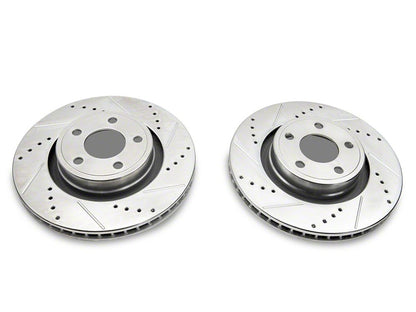 C&L Super Sport Cross-Drilled and Slotted Brake Rotor and Pad Kit; Front (15-23 Mustang EcoBoost w/o Performance Pack, V6)