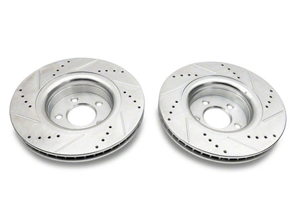 C&L Super Sport Cross-Drilled and Slotted Brake Rotor and Pad Kit; Front (15-23 Mustang EcoBoost w/o Performance Pack, V6)