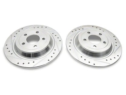 C&L Super Sport Cross-Drilled and Slotted Rotors; Rear Pair (15-23 Mustang EcoBoost w/o Performance Pack, V6)