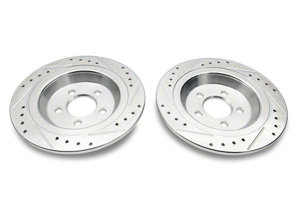 C&L Super Sport Cross-Drilled and Slotted Rotors; Rear Pair (15-23 Mustang EcoBoost w/o Performance Pack, V6)