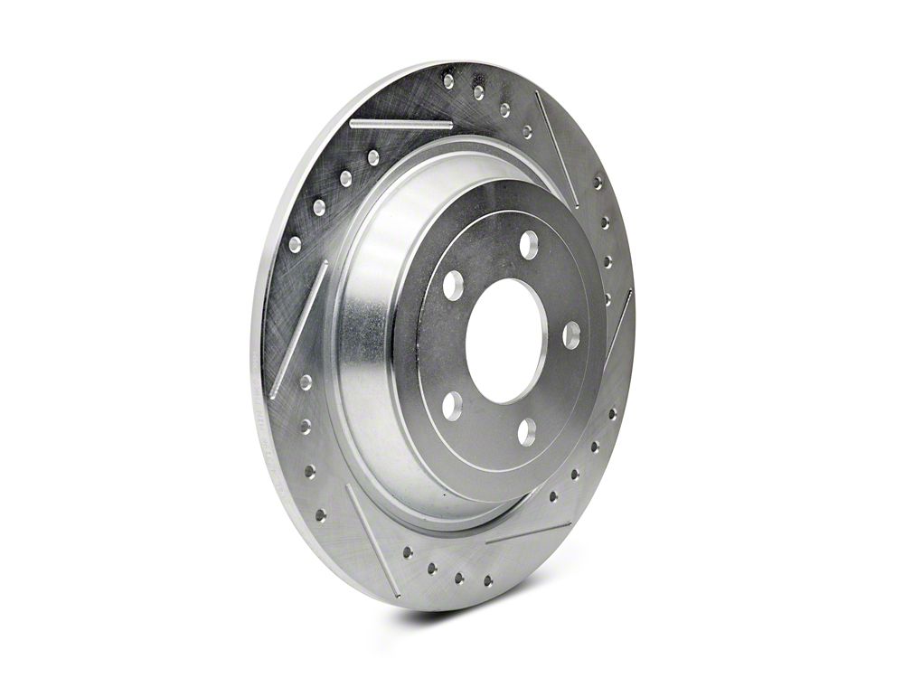 C&L Super Sport Cross-Drilled and Slotted Brake Rotor and Pad Kit; Rear (15-23 Mustang EcoBoost w/o Performance Pack, V6)