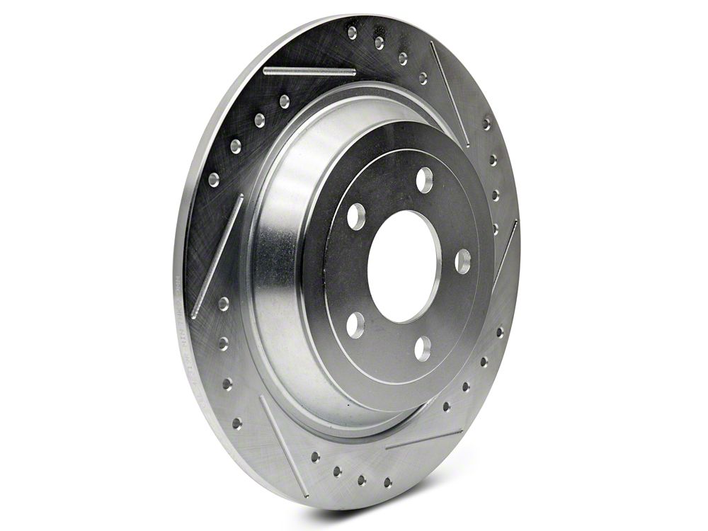 C&L Super Sport Cross-Drilled and Slotted Brake Rotor and Pad Kit; Rear (15-23 Mustang EcoBoost w/o Performance Pack, V6)