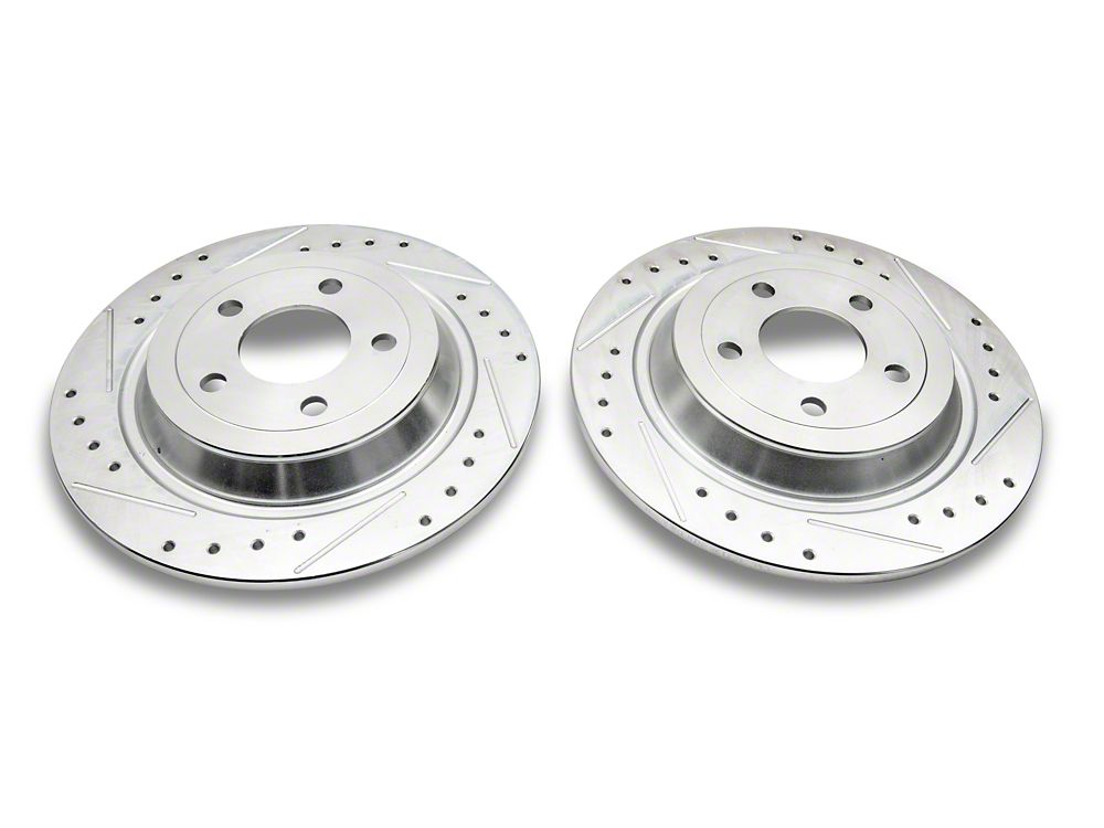 C&L Super Sport Cross-Drilled and Slotted Brake Rotor and Pad Kit; Rear (15-23 Mustang EcoBoost w/o Performance Pack, V6)