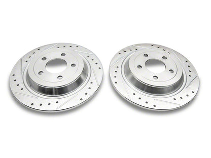C&L Super Sport Cross-Drilled and Slotted Brake Rotor and Pad Kit; Rear (15-23 Mustang EcoBoost w/o Performance Pack, V6)